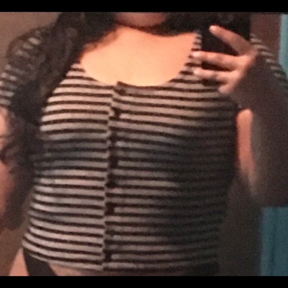 Hot Kiss striped button top
